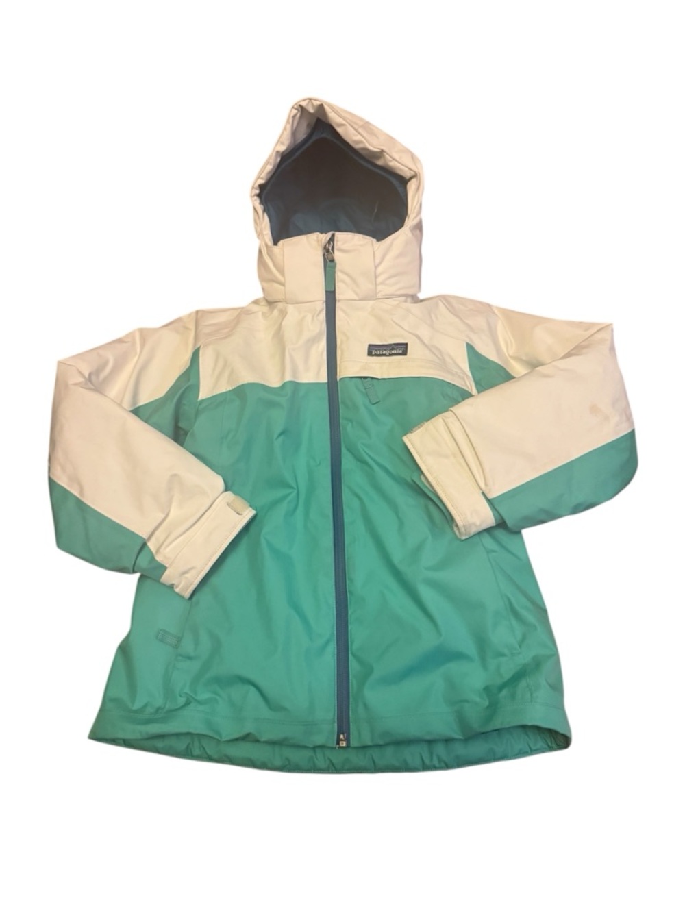 Patagonia Kids Colorblock Rain Jacket - Teal & White
